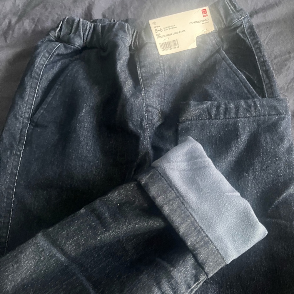 Boys stretch fleece lining denim jeans
